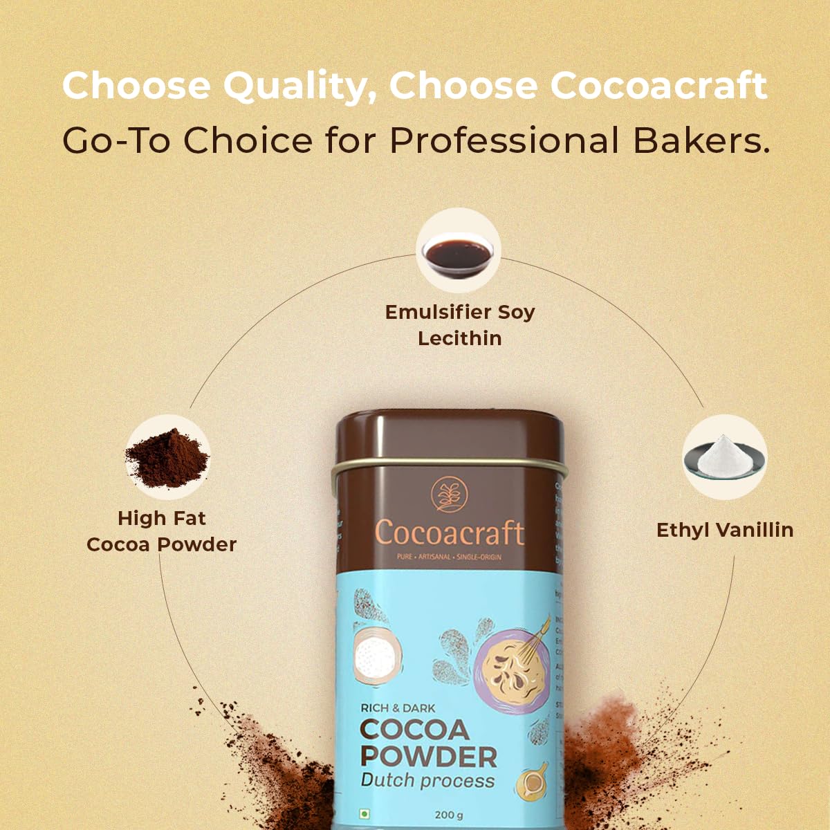 Natural & Dutch Process Cocoa Powder (200g, Unsweetened Dark Cocoa)