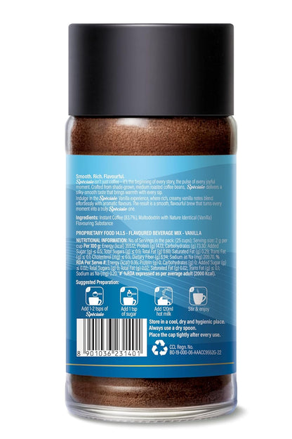 Continental Speciale | Vanilla Flavoured Coffee | 50 gm Jar | Makes 25 Cups | Instant flavored Coffee for both Hot & Cold Coffee | Medium Roast