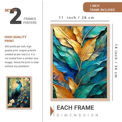 Wood Premium Digital Paintings With Frame For Home Decoration - Painting For Living Room Bedroom Office - Pack Of 4 (G)