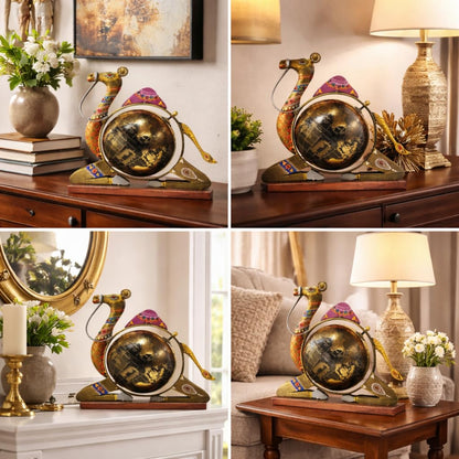 Home and Office Decorative Globe Metal Rajasthani Camel Table Top Showpiece Globe, Home House Decoration items, Decor and Gift for Living Room, Showcase, Office Desk, Interior, B'day Gift
