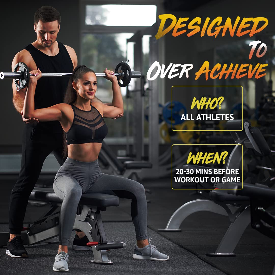 Two people in a gym setting with text about athletic performance.