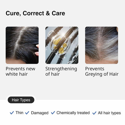 Cureskin Anti Grey Hair Serum | Gradually Reduces Gray Hair on Head & Beard Without Dye | Restores Natural Hair Colour in 4 months with Peptide-52, Acetyl Tyrosine & Larix Extract (15 Days Supply)