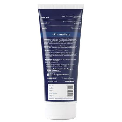 Man Matters Clear 2% Salicylic Acid Face Wash for Men | Helps to Reduce Acne, Dark Spots & Oil Production | Formulated with Salicylic Acid, Neem Extract and Menthol | 100ml