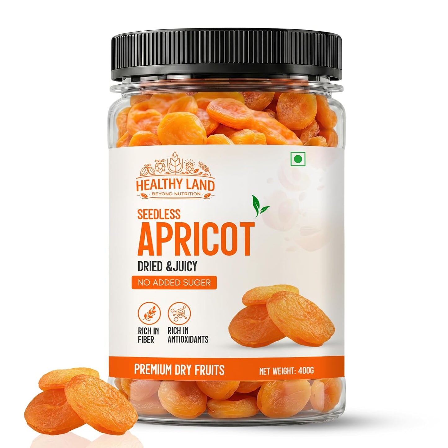 Healthy Land Dried Apricots | Premium Seedless Apricot Dry Fruits | Soft & Juicy Khubani | No Added Sugar | Rich in Fiber & Antioxidants | Healthy Snacks Dry Fruits for Kids & Adults (200G, Apricots)