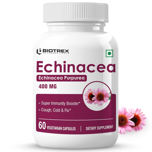 Biotrex Nutraceuticals Echinacea 400mg | Immunity & Anti-inflammatory Effects | Antioxidant Properties | Skin Health & Overall Wellbeing – 60 Veg Capsules