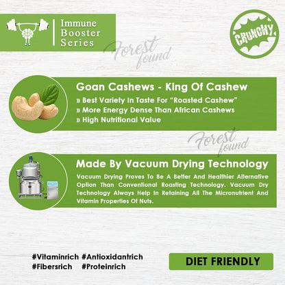 Forest Found W320 Grade Oven Roasted and Salted Cashew Nuts 900g | Crunchy Roasted Kaju Oil Free & Low Sodium Dry Roasted Cashews | Healthy Vegan Protein Snack - Jumbo Size Whole Cashews