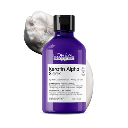 L’Oréal Professionnel Keratin Alpha Sleek Shampo for Frizz Control & Smoothness | Sulfate free formula for hair smoothness | Professional shampoo with Keratin alpha shaper,amino acid chains | 250 ml