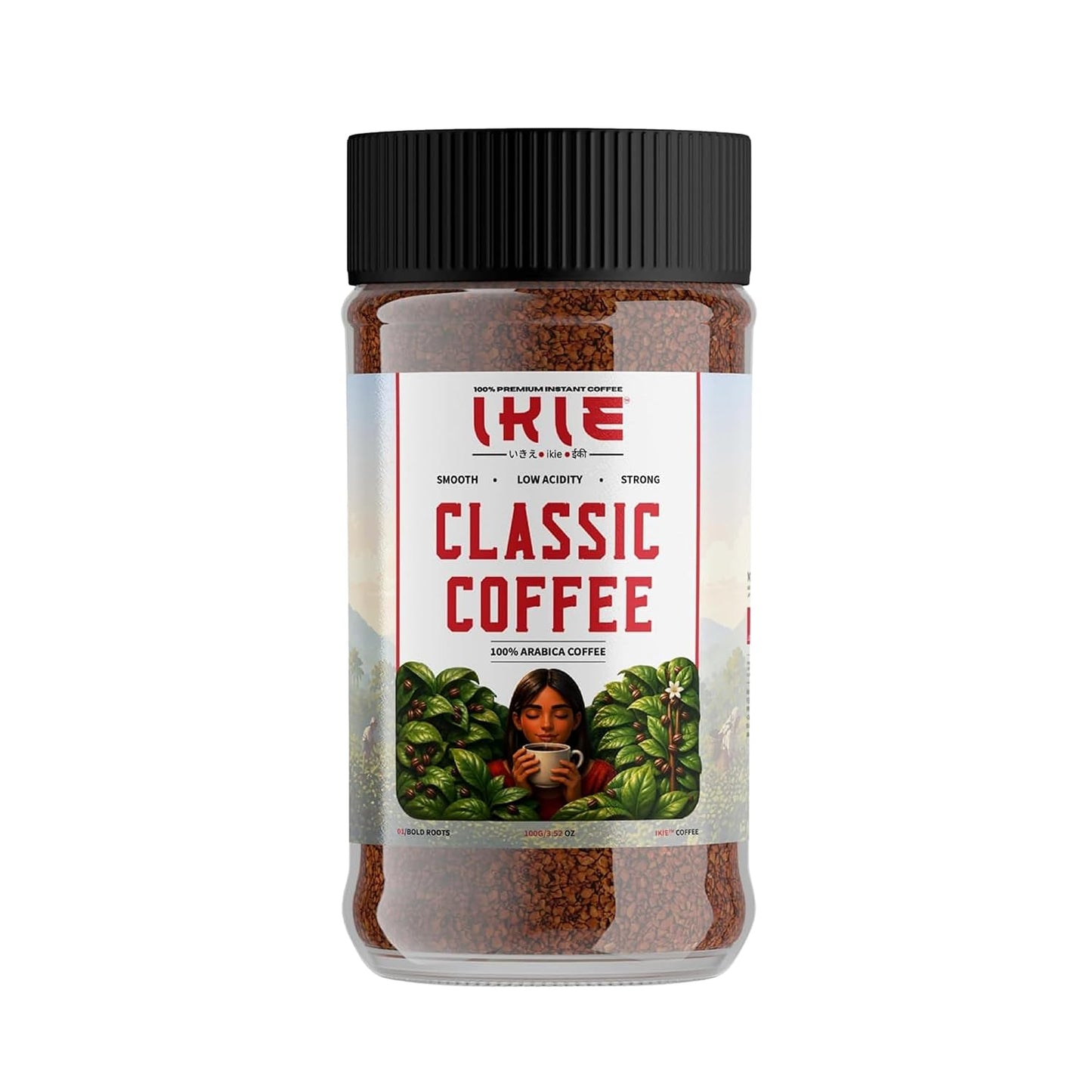IKIE Classic Instant Coffee Powder 100g | 100% Arabica | Original Freeze-Dried | No Chicory | Cafe Stlye Hot or Cold Coffee, Black coffee, Cappuccino, Latte