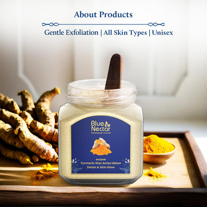 Blue Nectar Turmeric Ubtan Face Pack Powder | Tan Removal Face Pack for Glowing Skin for Women & Men | Multani Mitti with Ayurvedic Herbs for Skin Brightening (9 Herbs, 115 g)