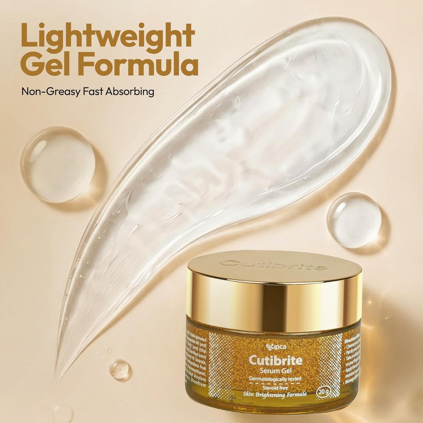 Ipca Cutibrite Serum Gel – 20g Skin Radiance Serum, Helps Reduce Appearance of Dark Spots, Improves Even Skin Tone & Clarity, Lightweight Daily Use Formula