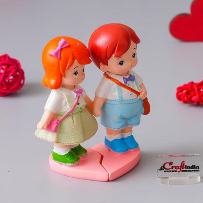eCraftIndia Little Boy and Girl Walking To School Lovely Miniature Statue Zuzy Almond Chocolates Gift Box Valentine Gift For Girlfriend Boyfriend Husband Wife Her Him
