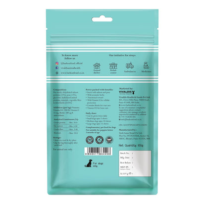 BARK OUT LOUD - Mini Fishes Dog Treats | Hypoallergenic/Grain-Free | Soft Chews with Biotin | Salmon, Peas & Aromatic Herbs | Protein-Packed Snacks for Adult Dogs (100g)