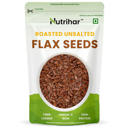 Nutrihar Roasted Flax Seeds 100g | Unsalted & Roasted Alsi Seeds | Omega-3 & Calcium Rich | No Added Oil