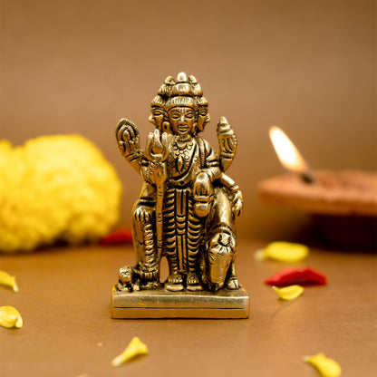 100% Pure Brass Dattatreya Murti (7.5 cm) | Idol for Puja, Study Table, Pooja Room & Home Decor | Statue of Lord Dattatreya for Spiritual Enrichment | Datta Sculpture