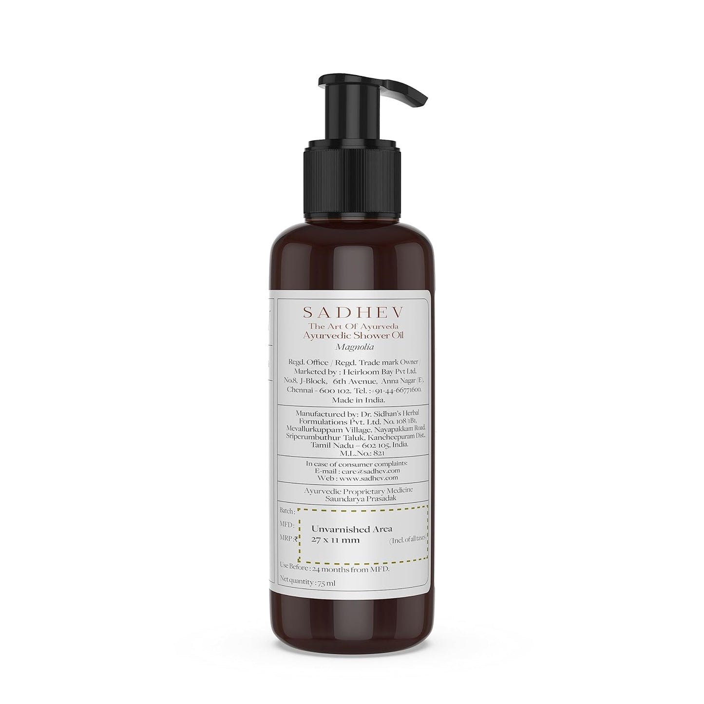 Sadhev Ayurvedic Shower Oil With Goodness Of Magnolia For Hydration And Moistrization