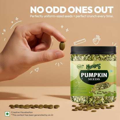 Hunger 0 Raw Premium Pumpkin Seeds (Kaddu Seeds) | Natural Pepitas for Snacking, Baking & Cooking | Protein & Fiber Rich Superfood | Healthy Diet Snack | Immunity Support Seeds