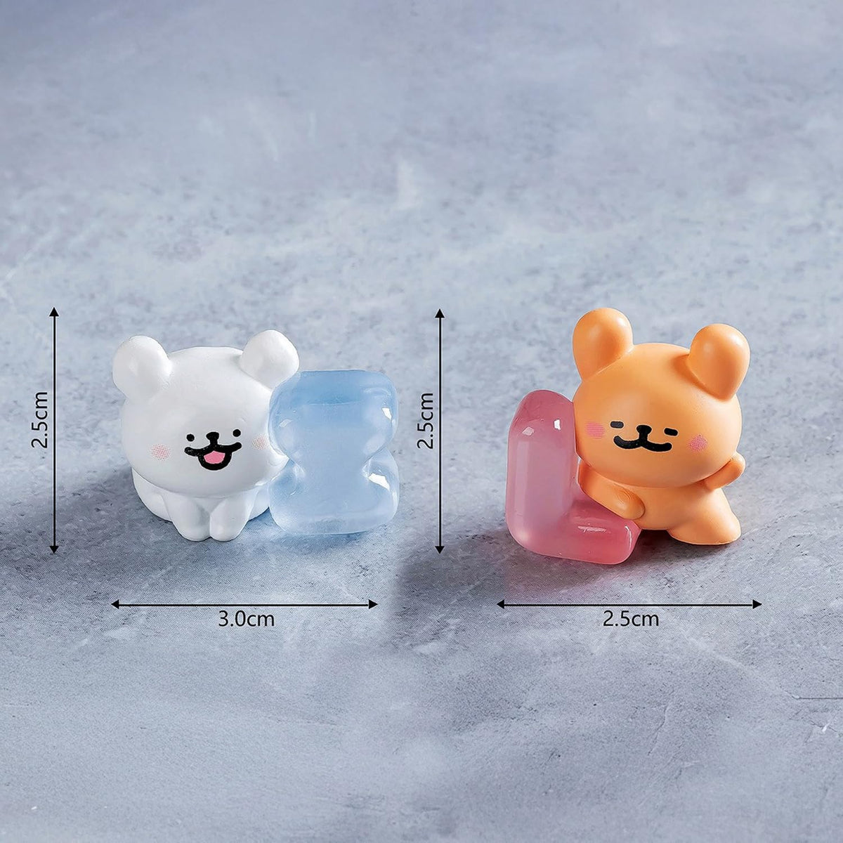 Nostrae Teddy Bear Miniature Toys & Cute Miniatures Decorative Items | Night Glow Small Figurines for Home Decor | Desk Decoration Miniature Things, Gifts & Mini Showpieces (Set of 6)