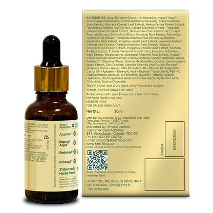 Kesh King Gold Advanced Hair Growth Serum – 21% Growth Actives with 3% Redensyl, 3% Anagain, Procapil, Kopexil Aqua & Ayurvedic Herbs | Visible Regrowth & Hair Fall Control | Women & Men | 30ml