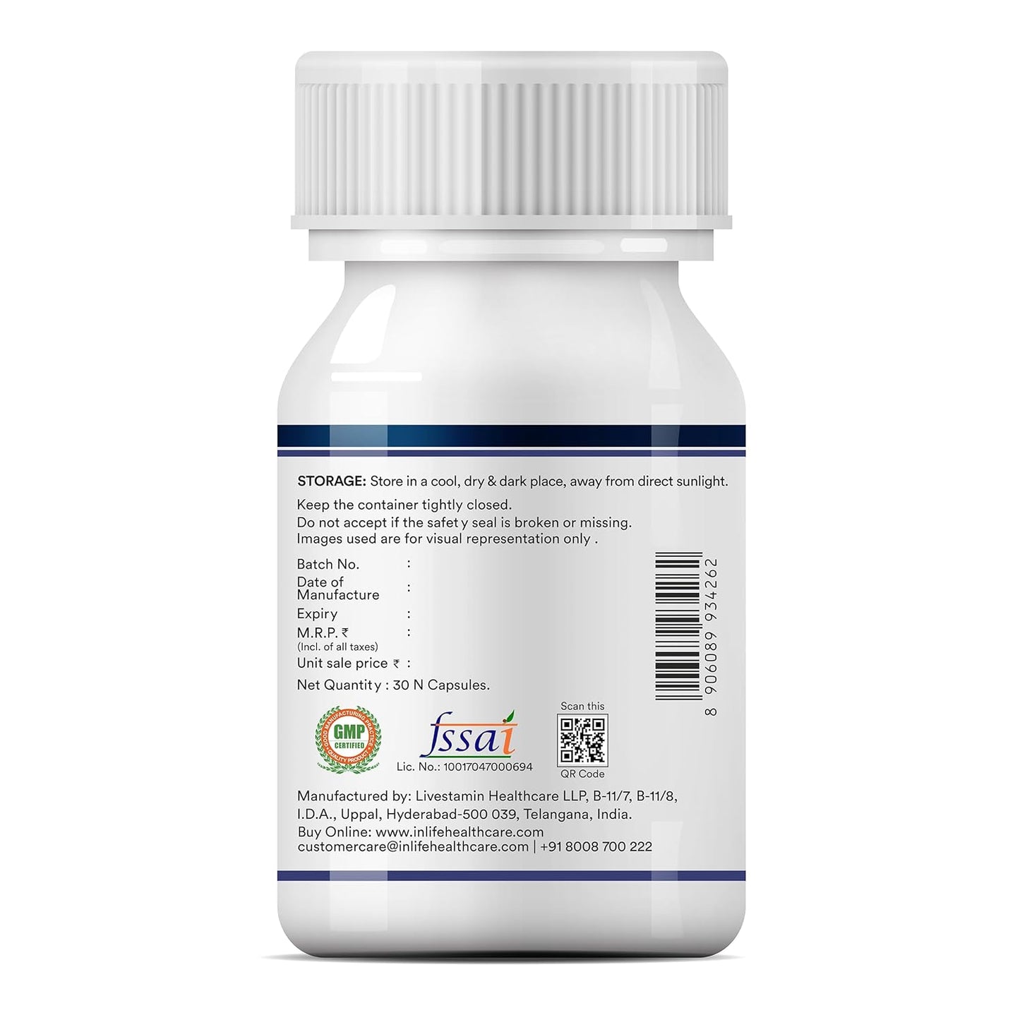 INLIFE Magnesium L Threonate Supplement 2083 mg with Vitamin B12 | Highly Bioavailable | Supports Cognitive Health, Memory & Sleep Support, Energy & Stress Management - 30 Vegetarian Capsules (30)