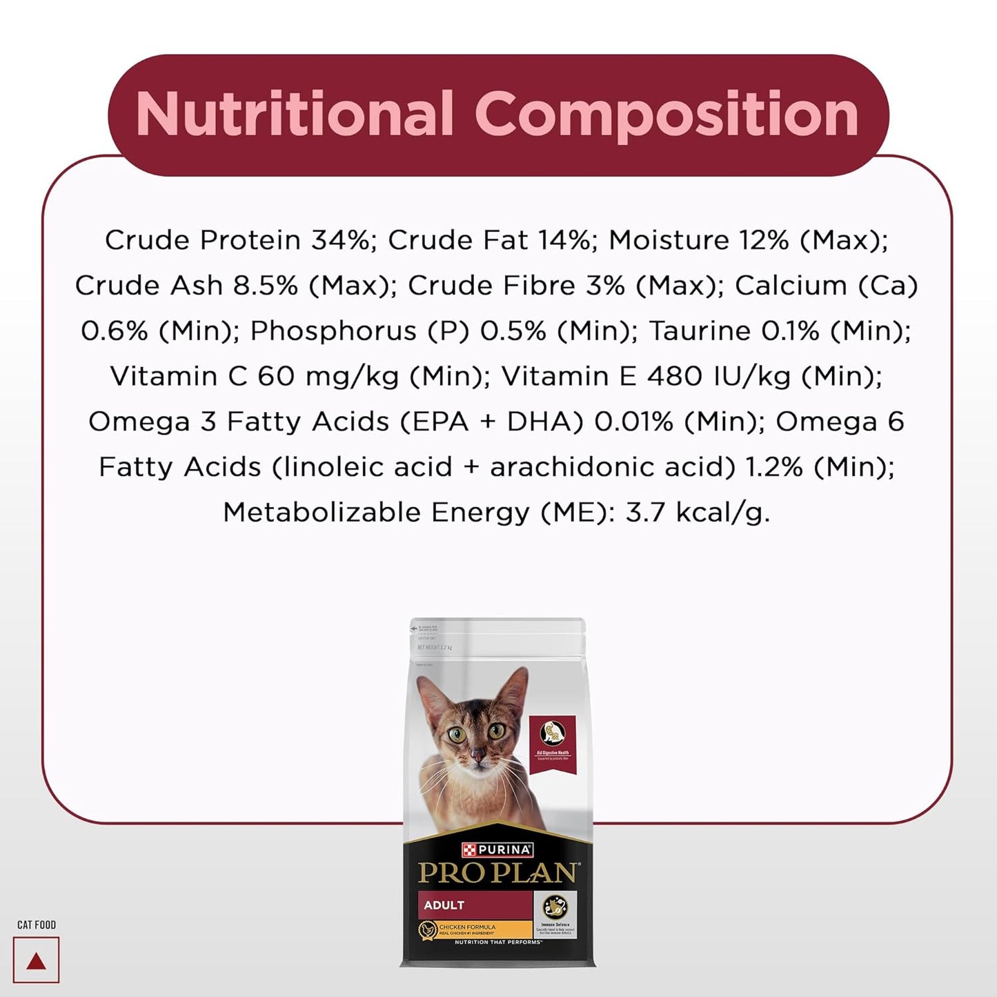 Purina Pro Plan Adult Cat Dry Food with Chicken, 1.2kg Pack | With Chicken, High Quality Nutrition, Complete & Balanced Diet, Essential Vitamins & Minerals