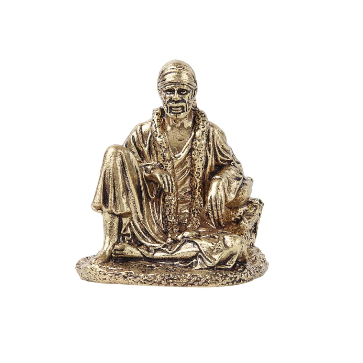 Saibaba Brass Idol for Pooja Room | Small Brass Saibaba Murti for Home Temple | Decorative God Statue (Design01: L4 x W4 x H5 cm)