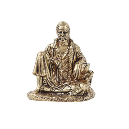 Saibaba Brass Idol for Pooja Room | Small Brass Saibaba Murti for Home Temple | Decorative God Statue (Design01: L4 x W4 x H5 cm)