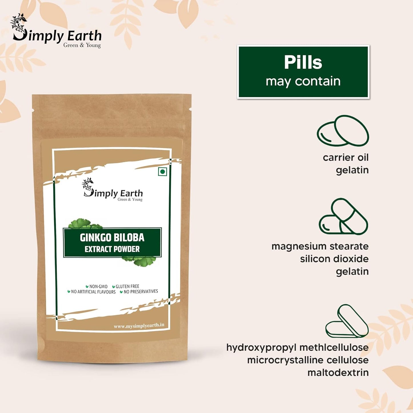 Simply Earth Cognitive Support Combo - Extra Strength Ginkgo Biloba (100g) & Red Panax Ginseng (100g) - Pure Organic Herbal Powder for Mental Clarity and Vitality