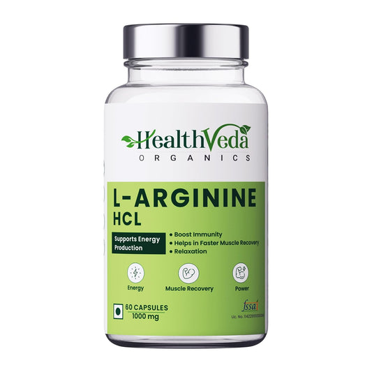 Zephivo HEALTH VEDA ORGANICS PRIVATE LIMITED L-Arginine 1000 mg with Chromium Picolinate | 60 Veg Capsules | Good for Muscle Growth, Stamina, Recovery, Immune Booster & Energy | For Both Men & Women
