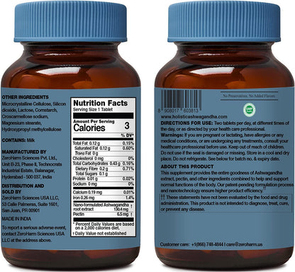 ZEROHARM Holistic Calcium Tablets – High Absorbption Milk-Based Calcium Supplement with Vitamin D3, K2-7, Magnesium, Phosphorous – Supports Bone Strength & Joint Health For Men & Women – 120 Tablets