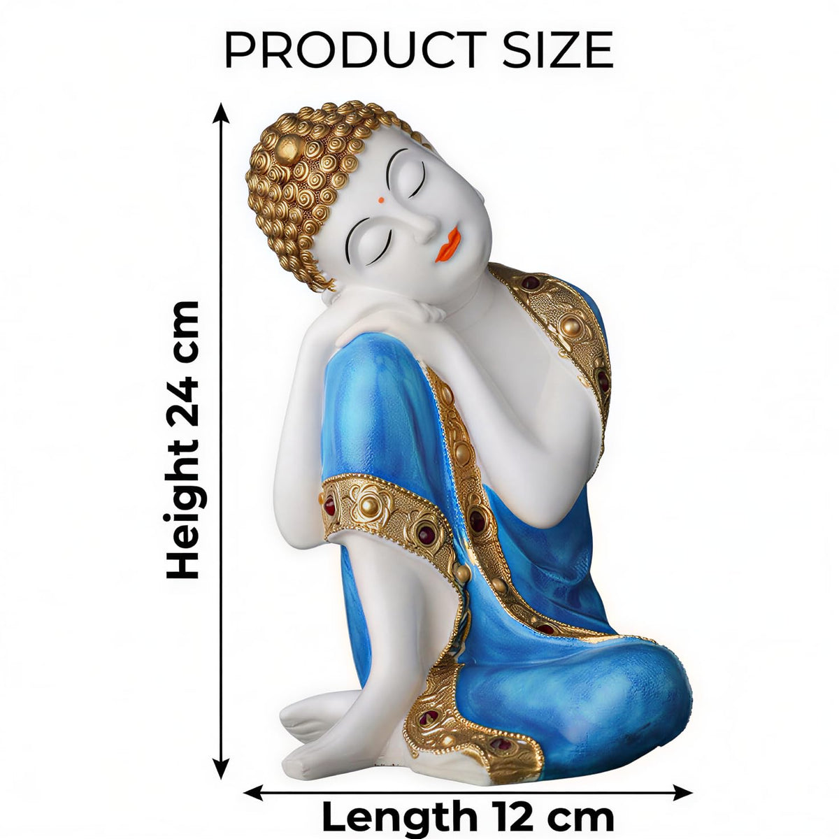 Buddha Idol Statue | Show Pieces for Home Decor Living Room (Blue White Glossy)