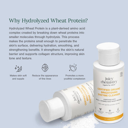 Juicy Chemistry Certified Organic Brightening Enzyme Cleanser, 50 g | Natural Fruit Enzyme Facial Cleanser | Gentle Daily Exfoliation Powder with Papaya, Pineapple, Pentavitin, Aloe | Vegan, Cruelty-Free