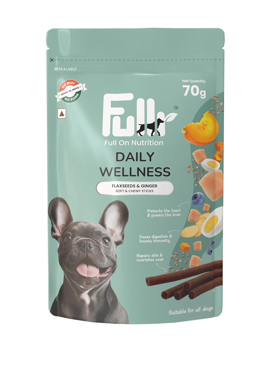 Fullr Daily Wellness, Soft & Chewy Sticks for Dog, 70g, Pack of 1