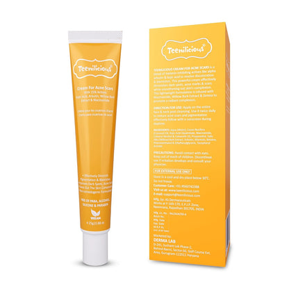 Teenilicious Scar Removal Cream for Acne Scars and Acne Pits | Scar Gel with Kojic Acid, Alpha Arbutin and Niacinamide | Fades Acne Scars, Treats Skin Pigmentation, Brightens Skin Tone | 25 GM