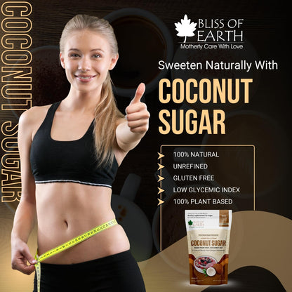 Bliss of Earth Coconut Sugar Organic 454gm | Natural Unrefined & Vegan Palm Sugarg Sweetener | Gluten-Free & Keto Friendly Sugar Substitute | Natural Sugar Alternative for Coffee, Tea, Baking & Smoothies