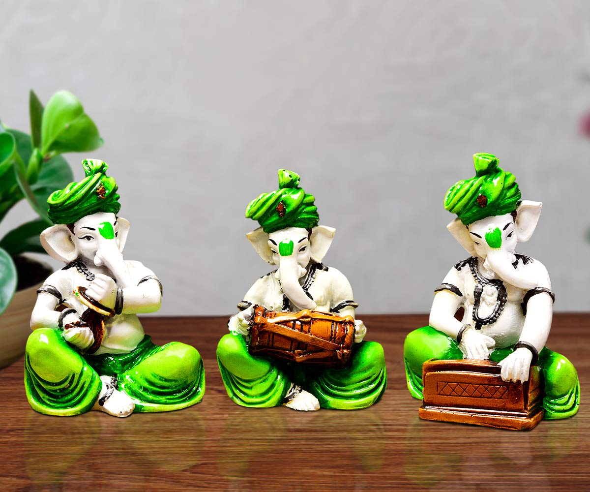 Ideas Hand Crafted Set of 3 Ganesha Idols - Figurines of Lord Ganesha - Ganesh Idols for Home Decor