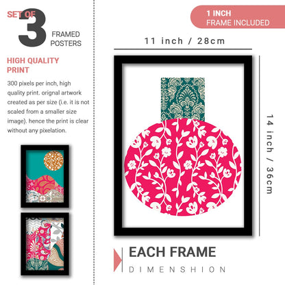 Modern Wall Art framed Painting for Wall Decoration - Wall Paintings for Living Room, Bedroom - Big Size Wall Painting Set of 3 (Art 1, 10x13 inch)