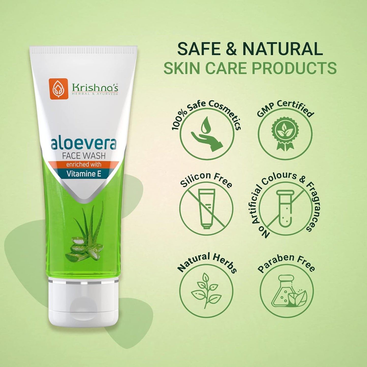 Krishna's Aloe Vera Face Wash - 100 ml | Softening & Supple Face Wash for Daily Use with Goodness of Aloe Vera