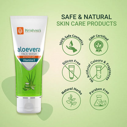 Krishna's Aloe Vera Face Wash - 100 ml | Softening & Supple Face Wash for Daily Use with Goodness of Aloe Vera