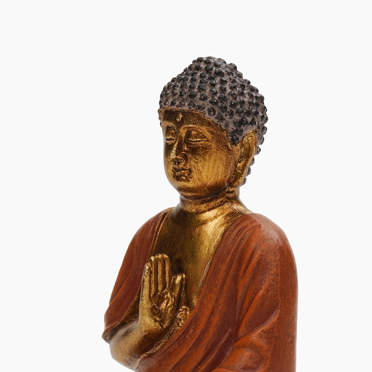 PURE HOME + LIVING Orange Antique Gold Polyresin Sitting Buddha - Small Meditating Sitting Idol Statue, for Table Top and Home Décor, Samadhi Buddha Sculpture (Pack of 1)
