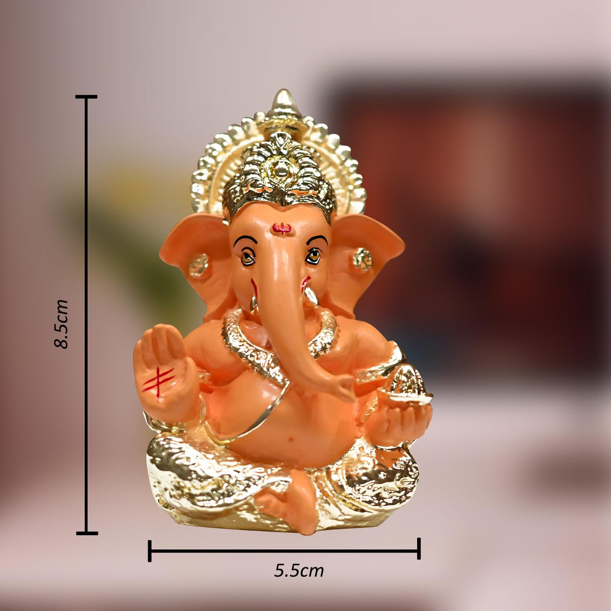 Gold Plated Ganesha Idol with Mango Terracotta Work - 3.5 Inch Height for Home Decor/Office Desk/Puja Room Sculpture, Infusing Positive Energy & Religious Gift (8.89 x 5.08 cm)(Mango Yellow)