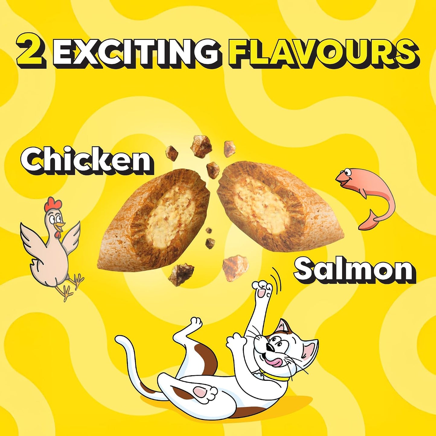 Temptations MixUps Cat Treats, Chicken & Salmon Flavours, 75g – Two Irresistible Flavours in One Pack, Crunchy Outside Soft Inside, Goodness of Protein, Vitamins & Minerals, Resealable Pouch