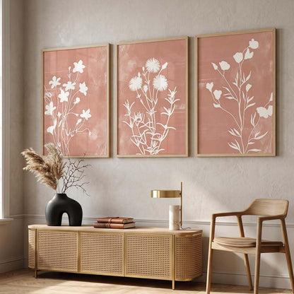 Botanical Art Home Decoration Painting | Floral Paintings With Frame For Living Room Bed Room Hotel Wall Decor Digital Reprint Set of 3 (13X17 inch)