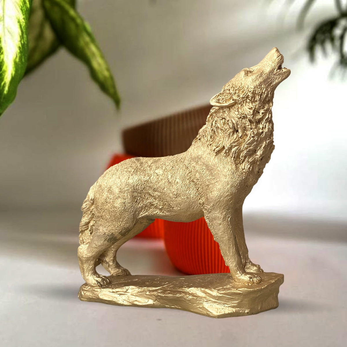 Beautiful Lion Statue for Home Decor (Pack of 1, Golden)