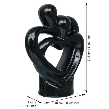 eCraftIndia Creative Modern Double Heart Romantic Couple Statue Showpiece(Resin Black)| Home Decoration Items for Living Room Bedroom Hall Office|Home Decor Gifts for Birthday Housewarming Anniversary
