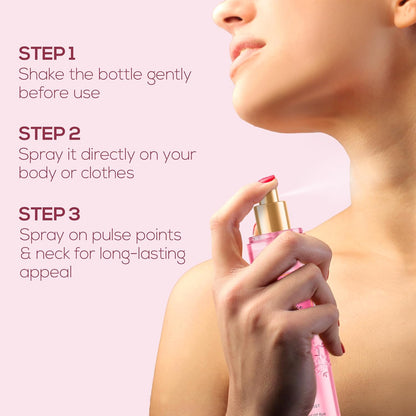RENEE Pink Romance Body Mist l Long Lasting Floral Fragrance