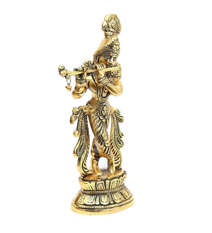 KridayKraft Lord Krishna Metal Statue,Krishna Murti Playing Flute for Temple Pooja,Decor Your Home,Office & Gift Your Relatives,Showpiece Figurines,Religious Idol,Gift Article...
