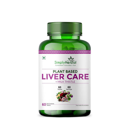 Simply Herbal Plant Based Liver Detox Tablet, Milk Thistle Extract Supplement for Men and Women | Liver Care Health & Gall Bladder Health Supplement | Dandelion, Drumstick, Green Turmeric (60 Tablets)