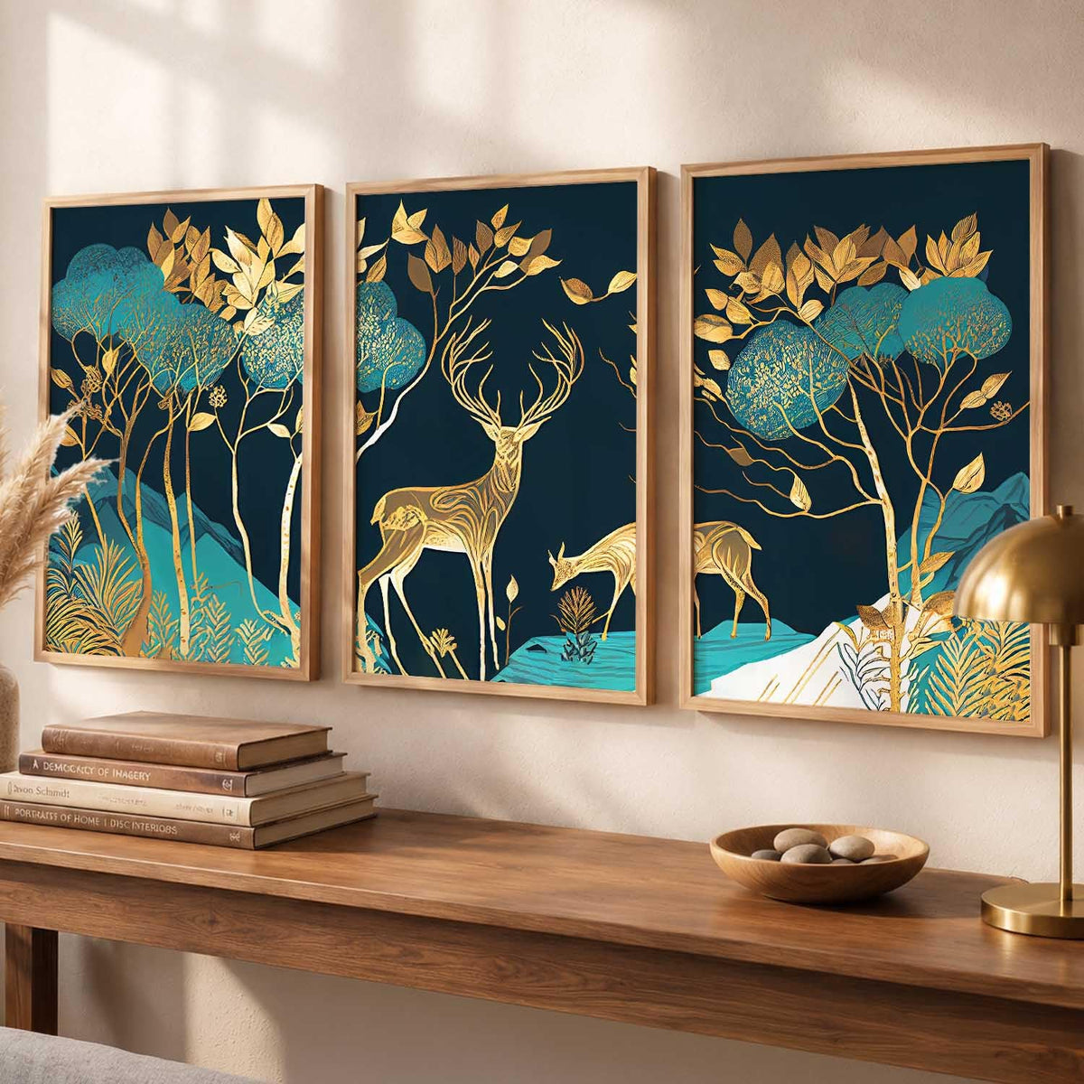 Wood Painting For Wall Decoration - Modern Art Wall Decor Framed Painting For Living Room Bedroom - Framed Wall Posters/Paintings With Frame Set of 3 (Art 12, 10x13 inch)