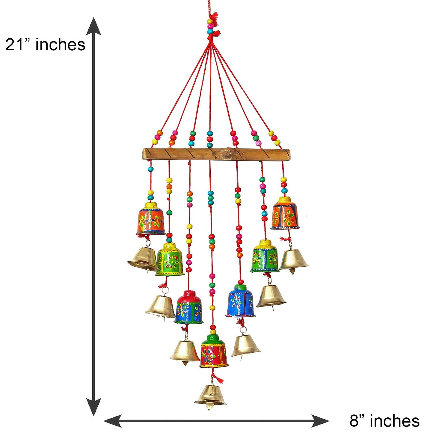 eCraftIndia Multicolour Handcrafted Decorative Window Door Wall Hanging Bells Wind Chimes Showpiece| Diwali Decoration Items for Home Decor| Gift for Diwali Navratri Housewarming