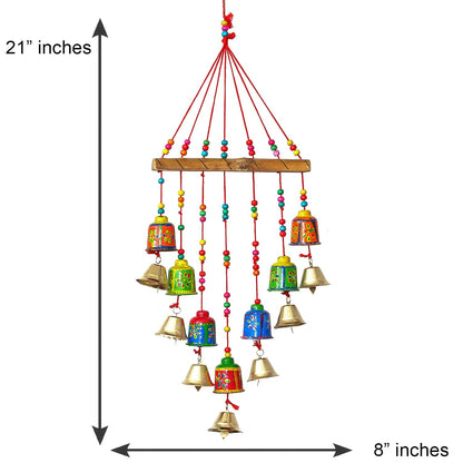eCraftIndia Multicolour Handcrafted Decorative Window Door Wall Hanging Bells Wind Chimes Showpiece| Diwali Decoration Items for Home Decor| Gift for Diwali Navratri Housewarming